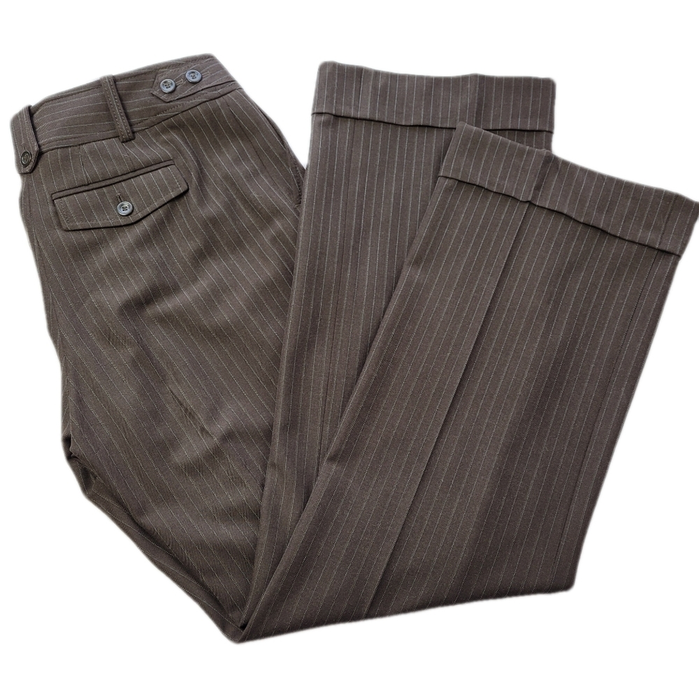 Ann Taylor Pinstripe Cuffed Lindsay Trousers size 8